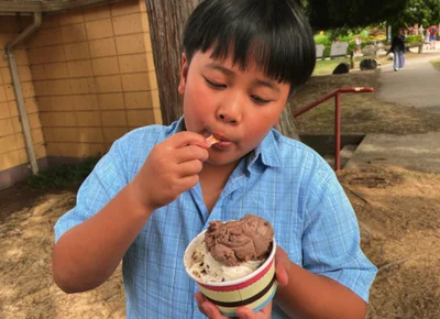 (ii) elli with his cookie dough ice cream